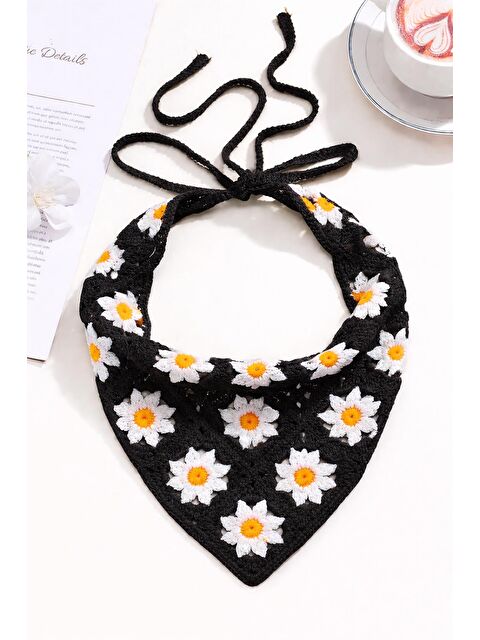 New Obsessions Missori Papatya Desenli Tığ Örgüsü Bandana-Saç Bandı - S000529614-19351