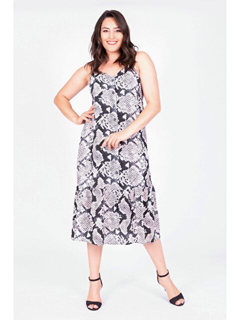 Mylinemoda Önden Düğmeli Eteği Büzgülü Elbise - S000239372-37444