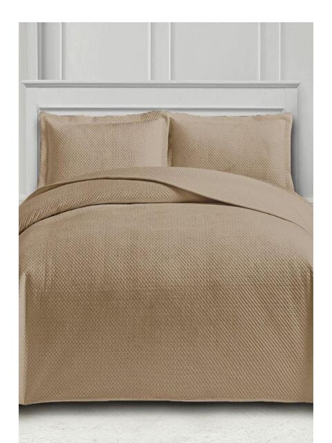 Çeyiz Diyarı Toskana Çift Kişilik Lüks Kadife Yatak Örtüsü Cappucino - S000495147-19413