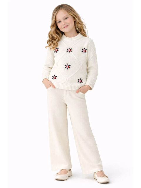 Myhanne Çiçek Motifli Kız Çocuk Kazak 4097 - S000502792-19965