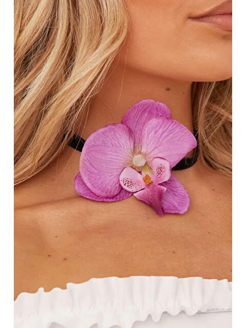 New Obsessions Aloha Orkide Çiçek Detaylı Choker Tasma Kolye - S000214076-18686