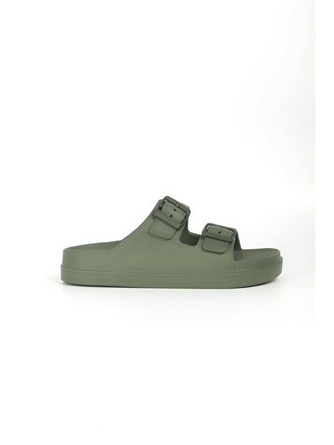 Haşema Erkek Toka Detaylı Haki Eva Plaj Terliği 23702