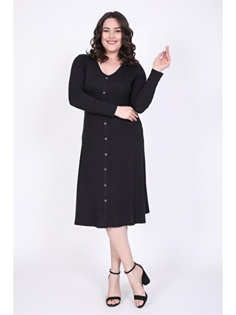 Mylinemoda Önden Düğmeli A Kesim Elbise - S000239386-19351