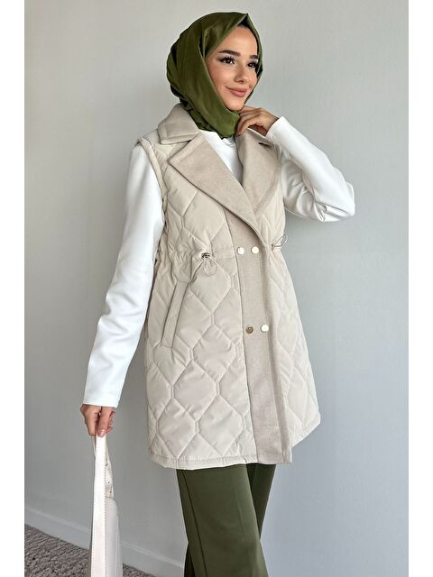 Julude Astarlı Bel Lastikli Kapitoneli Tesettür Şişme Yelek - S000491823-25636