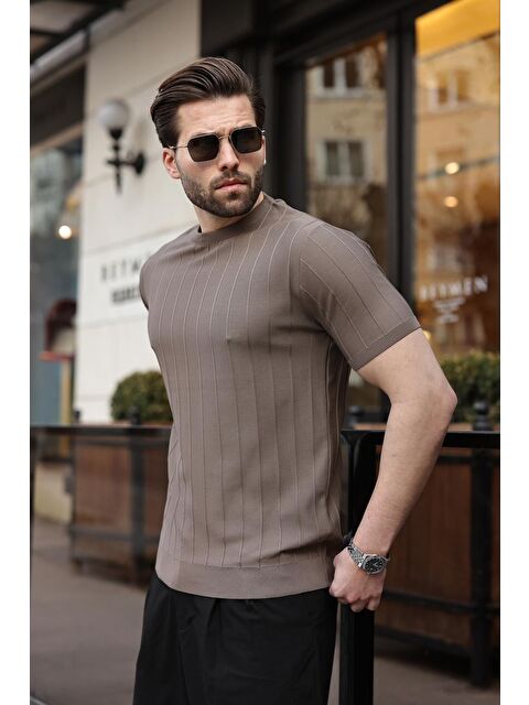 Madmext Erkek Açık Kahverengi Tişört 5684