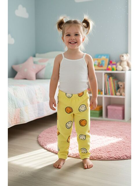 Fullamoda Gülen Yüz Desenli Polar Unisex Çocuk Pijama Altı - S000491706-20072