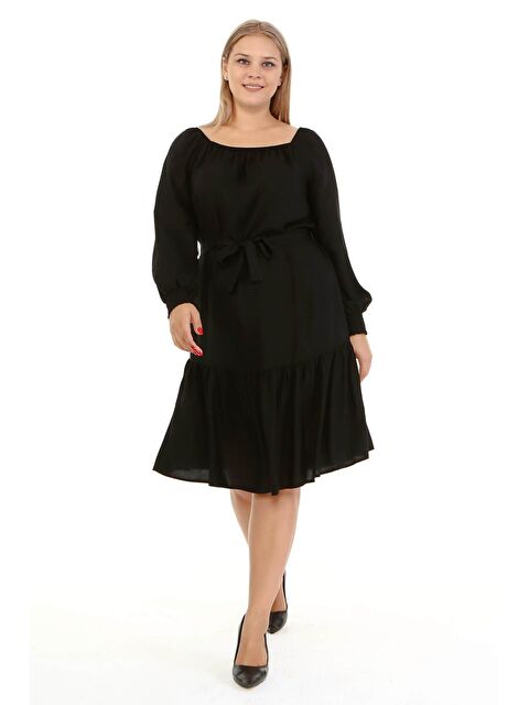 Mylinemoda Kare Yaka Fırfır Detaylı Elbise - S000239374-19351