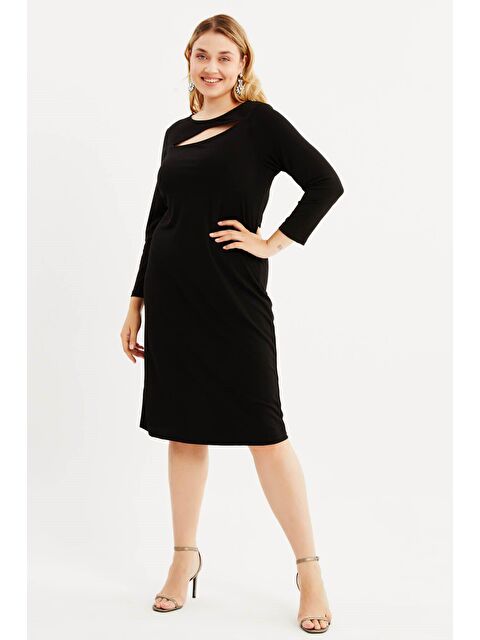 Mylinemoda Yaka Detaylı Örme Elbise - S000239552-19351