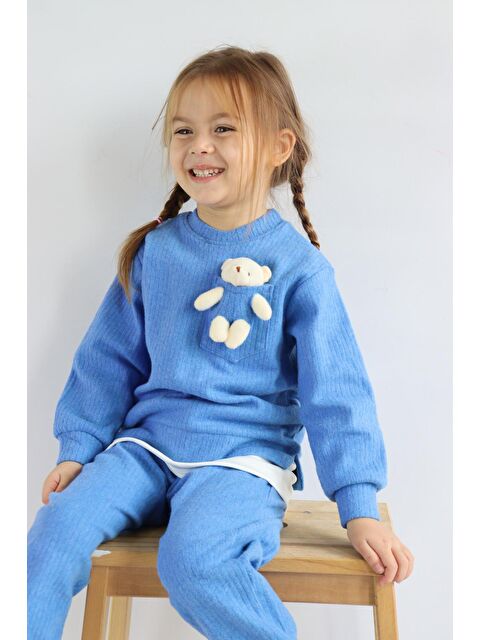 Harika Kids Kız Çocuk İki İplik Kumaş Orta Kalınlıkta Tavşan Oyuncaklı Örme Basic Eşofman Takımı - S000147694-17234