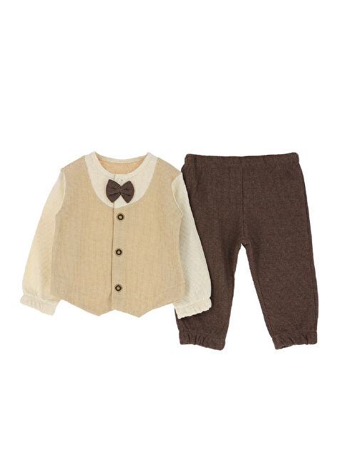 Modanino Erkek Bebek %100 Waffle Pamuk Kumaş 2'li Takım - 6/24 Ay-12478 - S000491710-19413
