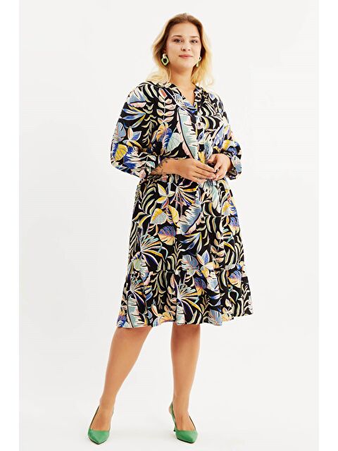 Mylinemoda V Yaka Fırfırlı Elbise - S000239501-37444