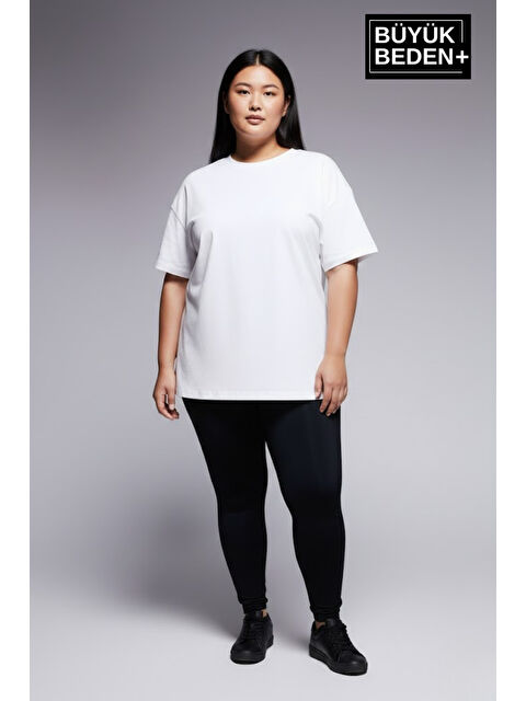 Süperlife Büyük Beden Kadın Basic Tişört – Pamuklu Düz T-Shirt 3XL-6XL SPR26BTSK10