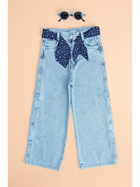 Fullamoda Fiyonk Nakışlı Fularlı Kız Çocuk Pantolon