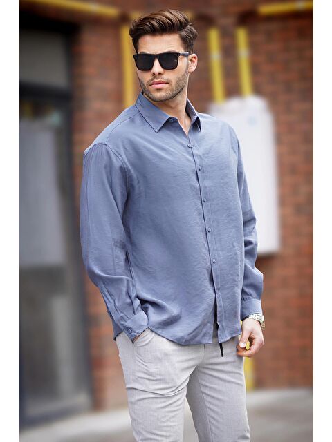 Madmext Füme Uzun Kollu Oversize Erkek Gömlek 6733 - S000159702-33408