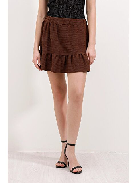 Bigdart 1884 Örme Mini Etek - Kahverengi - S000085431-19413