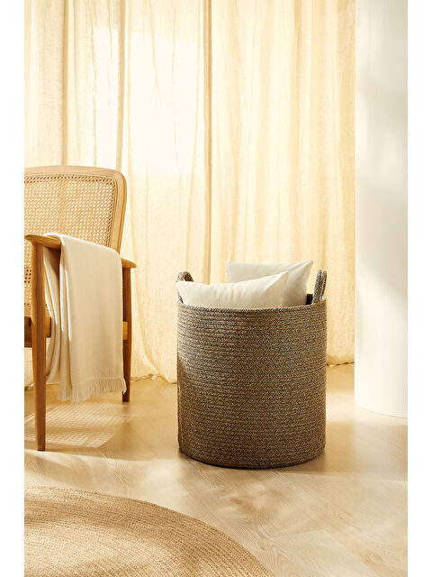 Ocean Home Textile Siyah Kırçıllı Jüt Halat Sepet 40 x 40 cm - S000351806-19351