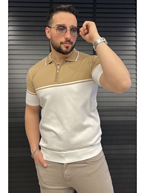 Mishar İtalia Erkek Polo Yaka Yarım Fermuarlı Triko Tişört - S000361309-4557