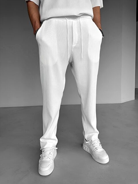 Abluka Online Baggy Fit Fitilli Rahat Erkek Pantolon Ekru - S000178837-19965