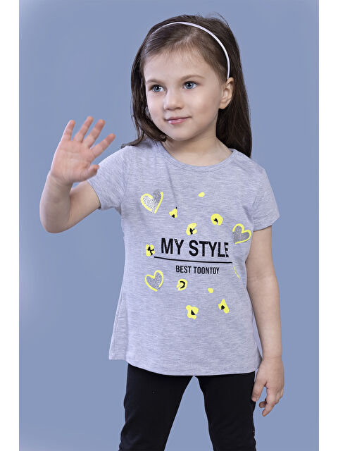 Toontoykids Kız Çocuk Kalp Baskılı Tişört