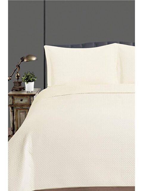 Çeyiz Diyarı Toskana Çift Kişilik Lüks Kadife Yatak Örtüsü Krem - S000495168-19966