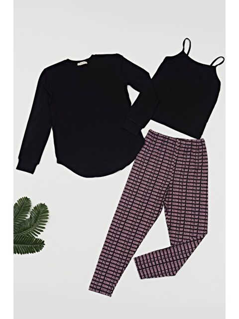 For You Kids 3'Lü Baskılı Tayt Takım - S000337696-19351