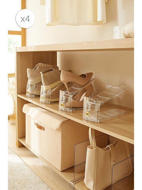 Ocean Home Textile 4'lü Ayarlanabilir Şeffaf Ayakkabı Düzenleyici 26 x 11.5 x 19.5 cm