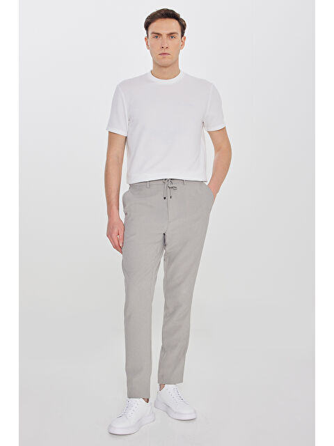 Altınyıldız Classics Erkek Açık Yeşil Slim Fit Beli Bağlamalı Gofre Desenli Yan Cepli Casual Pantolon