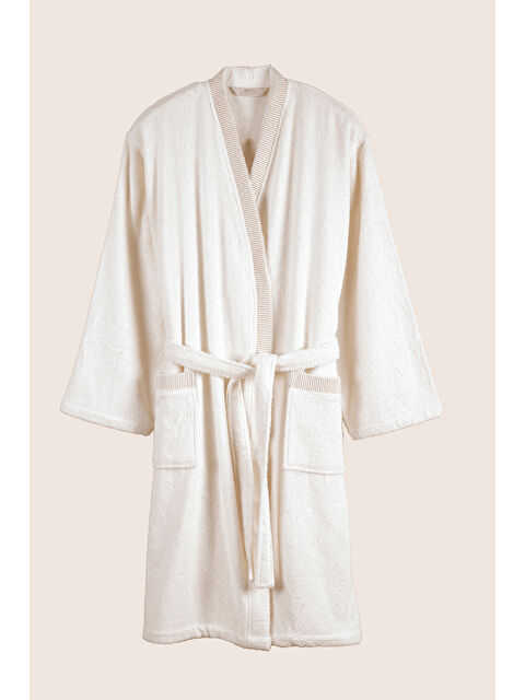İrya Marble %100 Pamuk Kadın Bornoz Krem - S000503595-19966
