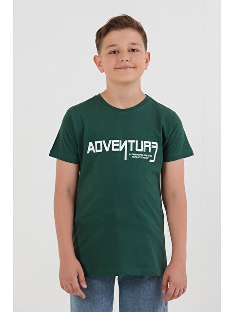 Fullamoda %100 Pamuk Adventure Yazı Baskılı Erkek Çocuk Tişört - S000395625-18194