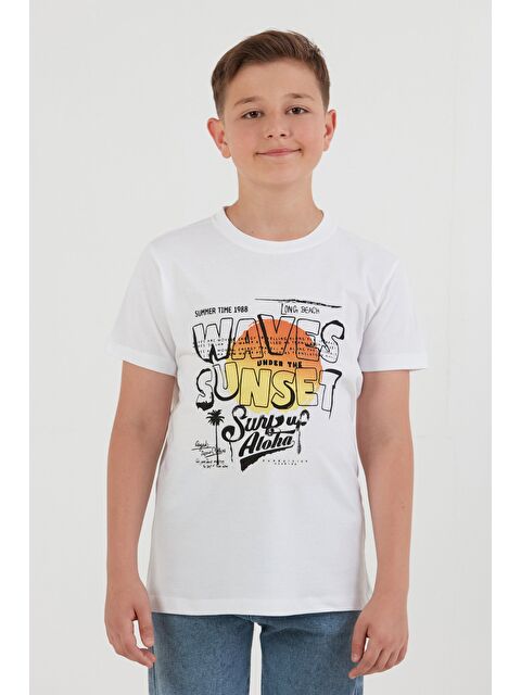 Fullamoda %100 Pamuk Waves Sunset Baskılı Erkek Çocuk Tişört - S000381141-20063