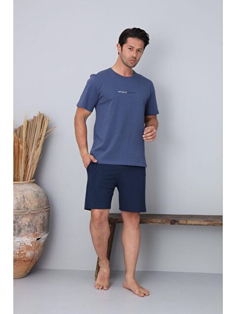 Formo Erkek %100 Organik Pamuk Kısa Kollu Şortlu Doğal Battal Pijama Takımı - S000527316-17234