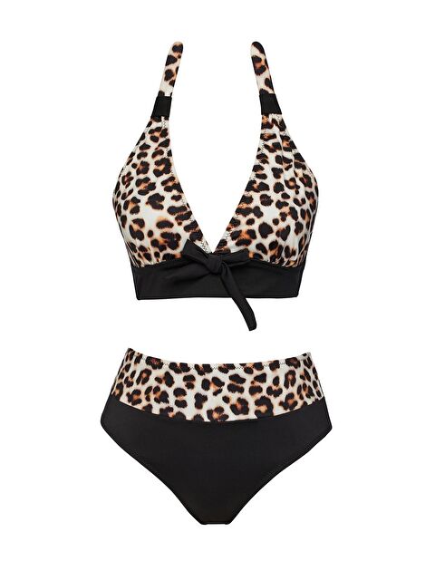 Sailor Moda Yüksek Bel Desenli Üçgen Bikini Takım - S000403339-23173