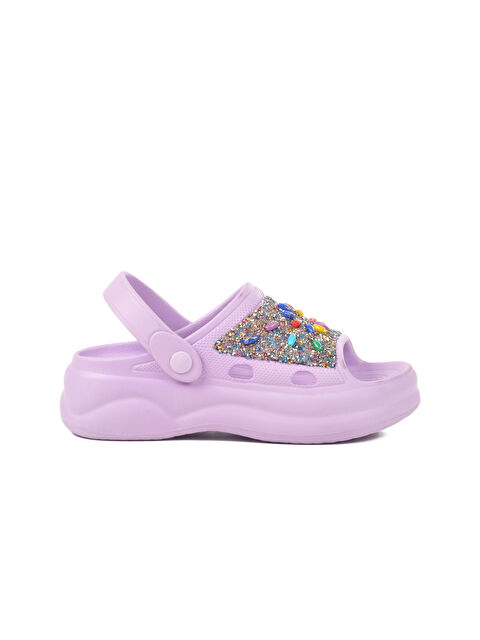 Ayakmod Lila İşlemeli Hafif Eva Kadın Plaj Terliği E-800 Z - S000378445-17878