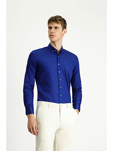 Kiğılı Uzun Kol Slim Fit Non Iron Gömlek
