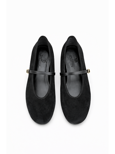 Straswans Ava Kadın Süet  Babet Siyah