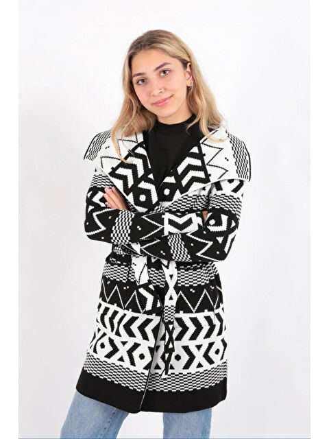 Fashion Friends Regular Fit Ceket Yaka Bağlamalı Triko Kadın Hırka - S000298941-19351