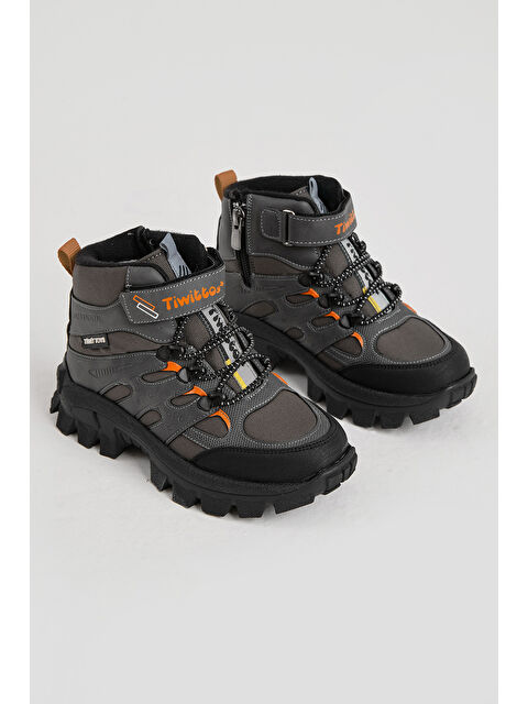 TONNY BLACK Çocuk Unisex Füme Kalın Kauçuk Taban Lastik Bağcıklı Cırtlı Outdoor Trekking Bot - S000493930-33408