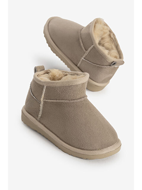 TONNY BLACK Kız Çocuk Bej Poli Taban İçi Kürklü Süet Görünümlü Bot - S000493953-19928