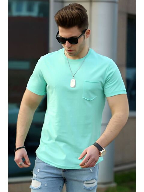 Madmext Turkuaz Basic Erkek Tişört 4510