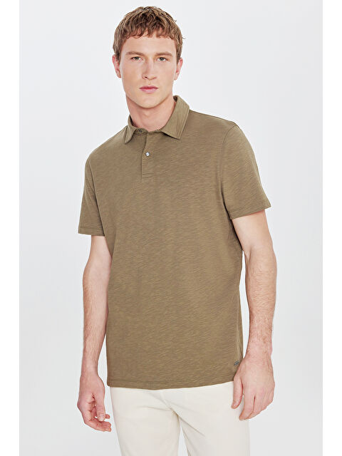 Altınyıldız Classics Erkek Haki %100 Pamuk Comfort Fit Rahat Kesim Polo Yaka Tişört