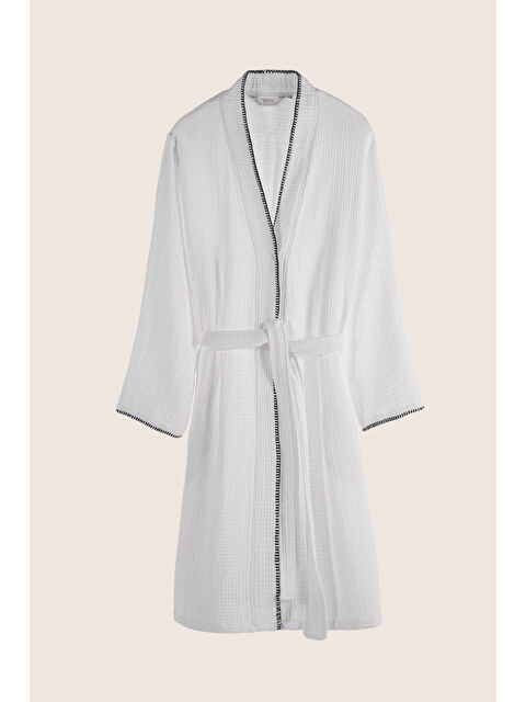 İrya Loom 4 Katlı Müslin Çoban Dikşili Kadın Bornoz Beyaz - S000503599-20063