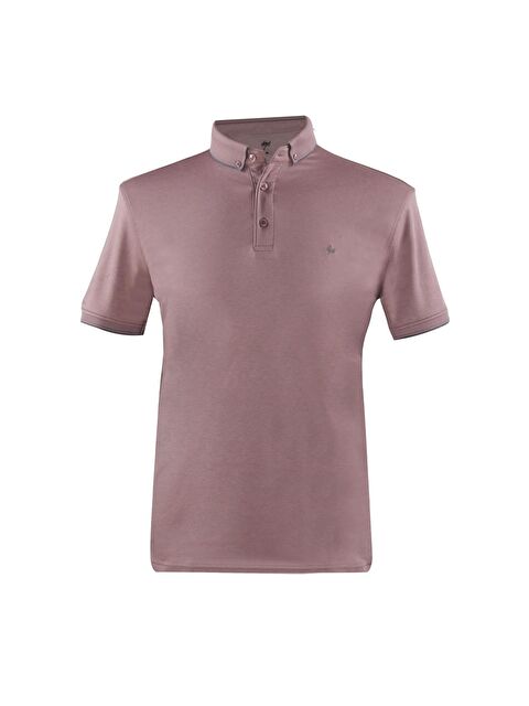igs Gül Slim Fit Dar Kalıp Düğmeli Polo Yaka Düz Kısa Kollu Pamuklu Tişört - S000490456-20024