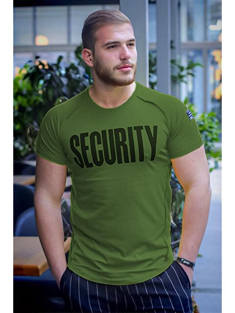 Madmext Baskılı Haki Yeşili Tişört 2880