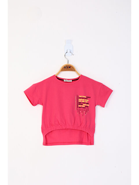 Toontoykids Kız Çocuk Baskılı Taş İşlemeli Tişört