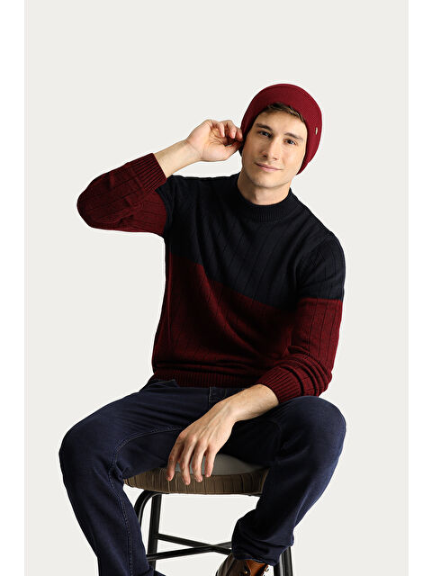 Kiğılı Bisiklet Yaka Slim Fit Dar Kesim Desenli Triko Kazak - S000405109-29672