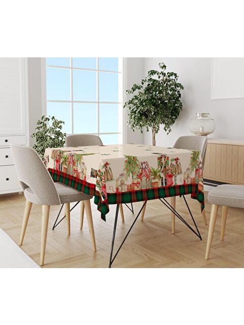 Evmila Yılbaşı Desenli Kadife Doku Masa Örtüsü - S000111303-23173