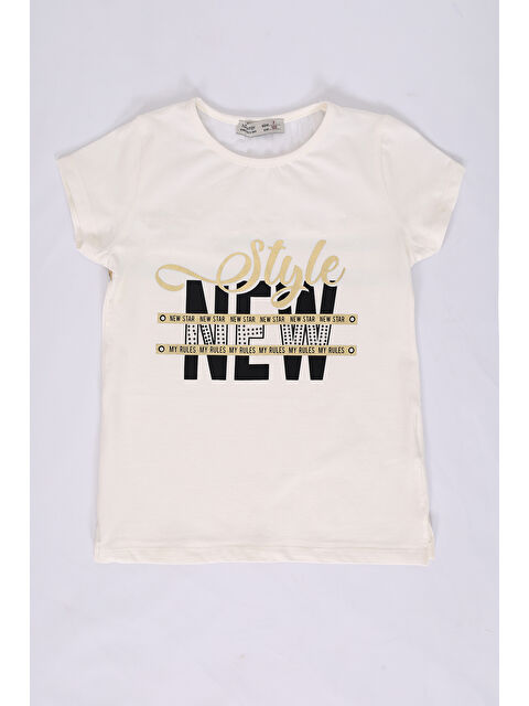 Toontoykids Kız Çocuk Baskılı Taş İşlemeli Tişört