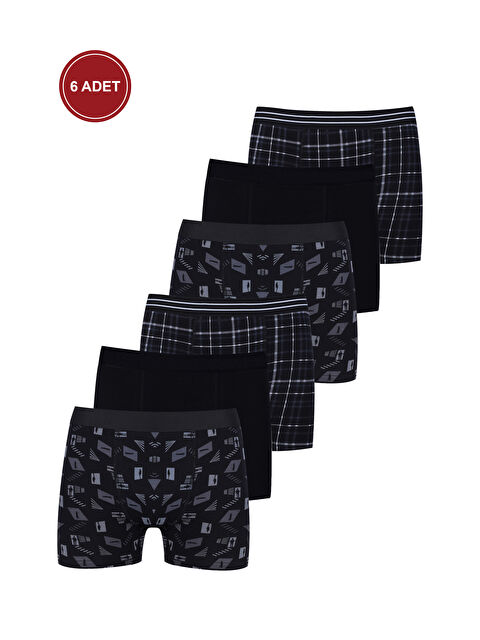 Koza İç Giyim Erkek 6'lı Pamuklu Elastanlı Boxer