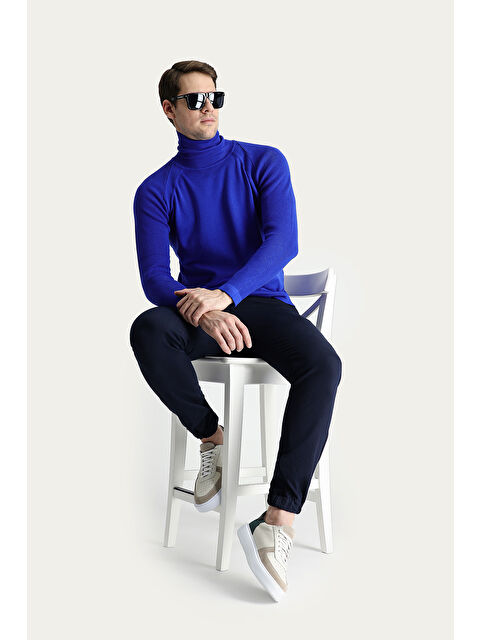 Kiğılı Balıkçı Yaka Slim Fit Dar Kesim Desenli Pamuklu Triko Kazak - S000407132-23710