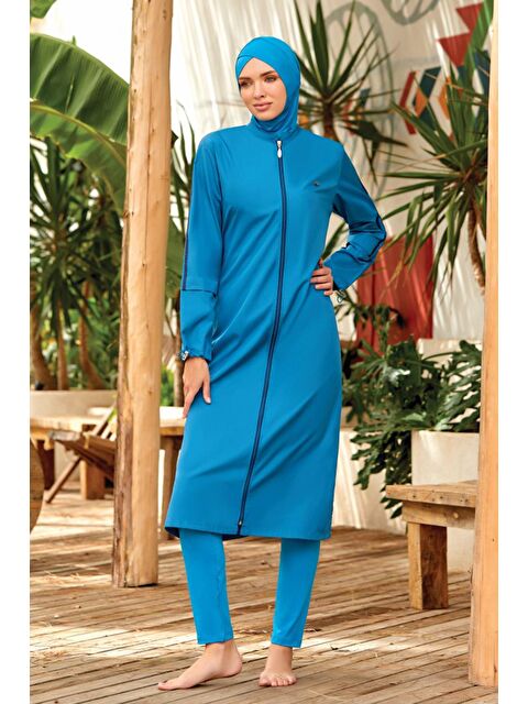 Adasea Uzun Tam Boy Tam Kapalı Tesettür Mayo Aletha 1314 Petrol - S000123359-20019